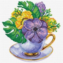 Kit broderie point de croix - Ladybird - Tasse mauve