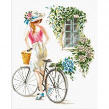 Kit broderie point de croix - Needleart World - Fille à la bicyclette