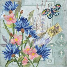 Kit broderie point de croix - Ladybird - Champ de bleuets