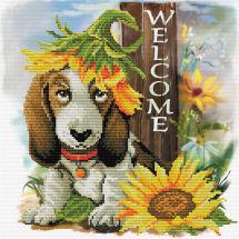 Kit broderie point de croix - Ladybird - Chien sous les tournesols