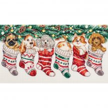 Kit broderie point de croix - Panna - Les chiots de Noël