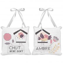 Kit de coussin à broder - Princesse - Coussins de porte - L'arbre aux oiseaux rose