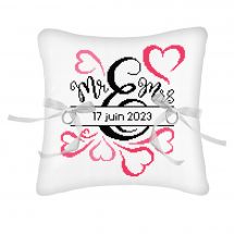 Kit de coussin à broder - Princesse - Coussin de mariage - Coeurs