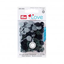 Boutons pression - Prym - 30 boutons à riveter gris clair / kaki / noir - 12.4 mm