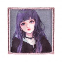 Ecusson thermocollant - Prym - K-Pop Label - Fille cheveux violets