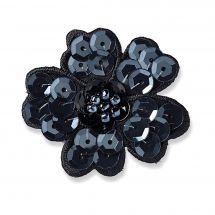 Ecusson thermocollant - Prym - Fleur noire avec sequins et perles