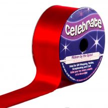 Satin en bobine - Celebrate - Satin rouge uni- 25 mm x 5 m 