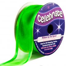 Organza en bobine - Celebrate - Organza bords satinés vert - 25 mm x 4 m 