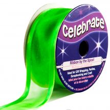 Organza en bobine - Celebrate - Organza bords satinés vert - 25 mm x 4 m 