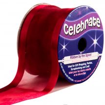 Organza en bobine - Celebrate - Organza bords satinés bordeaux - 38 mm x 4 m 