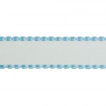 Galon à broder au 50 cm - Zweigart - Galon Aïda blanche 5 liseré bleu Zweigart Band , au 50 cm