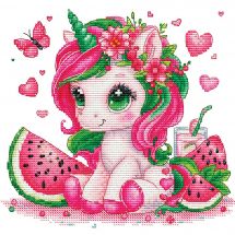 Fiche Point de Croix - Les petites croix de Lucie - Licorne pastèque