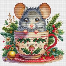 Fiche Point de Croix - Les petites croix de Lucie - Collection tasse Noël Souris