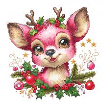 Fiche Point de Croix - Les petites croix de Lucie - Renne rose de Noël