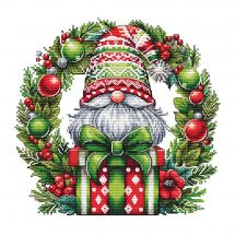 Fiche Point de Croix - Les petites croix de Lucie - Couronne gnome de Noël