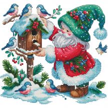 Fiche Point de Croix - Les petites croix de Lucie - Père Noël et les oiseaux 2024