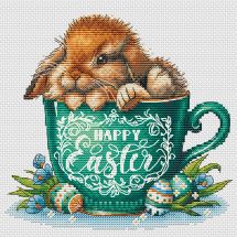 Fiche Point de Croix - Les petites croix de Lucie - Lapin Joyeuses Pâques