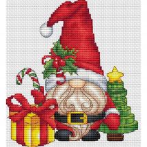Fiche Point de Croix - Les petites croix de Lucie - Gnome Père Noël 