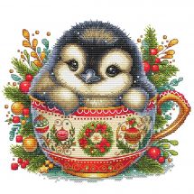 Fiche Point de Croix - Les petites croix de Lucie - Collection tasse Noël Pingouin