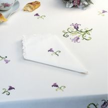 Serviette de table à broder - Luc Créations - Point de croix clochette violette