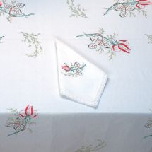 Serviette de table à broder - Luc Créations - Rose