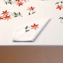 Serviette de table à broder - Luc Créations - Fleurs rouges