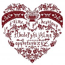 Diagramme + Toile - Isabelle Haccourt Vautier - Coeur Sampler je t'aime