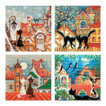 Kit de broderie Diamant - Riolis - Ensemble les chats en 4 saisons