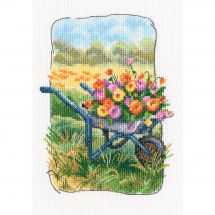 Kit broderie point de croix - RTO - Brouette de fleurs