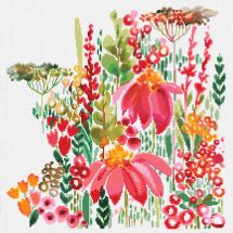 Kit broderie point de croix - RTO - Fleurs à l'aquarelle