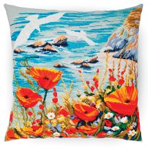 Kit broderie point de croix - RTO - Mouettes sur la mer - Les fleurs