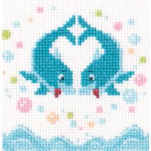 Kit broderie point de croix - RTO - Amour de dauphins