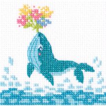 Kit broderie point de croix - RTO - Baleine avec fleurs