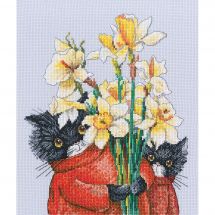 Kit broderie point de croix - RTO - Chats et fleurs