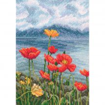 Kit broderie point de croix - RTO - Coquelicots de montagnes