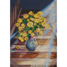 Kit broderie point de croix - RTO - Bouquet de fleurs jaunes