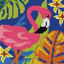 Kit de canevas pour enfant - Orchidéa - Flamant rose - Kit débutant