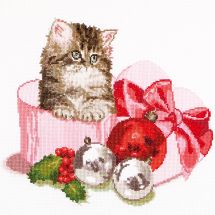 Kit broderie point de croix - Thea Gouverneur - Chaton de Noël