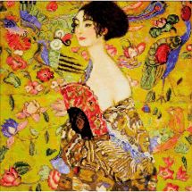 Kit broderie point de croix avec perles - Riolis - La femme à l'éventail d'après Klimt