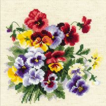 Kit broderie point de croix - Riolis - Bouquet de pensées