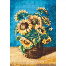Kit broderie point de croix - Riolis - Tournesols dans un panier d'après N. Antonova