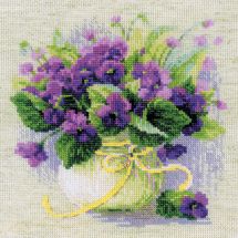Kit point de croix - Riolis - Violettes en pot
