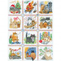 Kit broderie point de croix - Riolis - Calendrier des chats