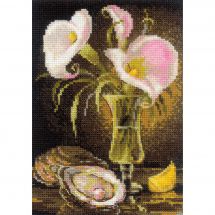 Kit broderie point de croix - Riolis - Lys Calla et huîtres
