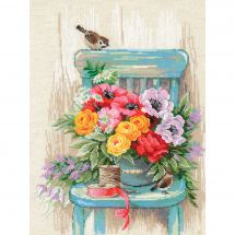 Kit broderie point de croix - Riolis - Fleurs du jardin
