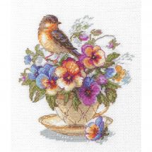 Kit broderie point de croix - Aine - Thé fleuri