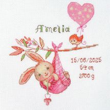 Kit broderie point de croix - Aine - Broderie de naissance pour fille