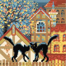 Kit de broderie Diamant - Riolis - Chats sur la ville en automne