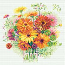 Kit de broderie Diamant - Riolis - Gerberas en aquarelle 