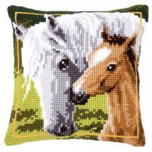 Kit de coussin gros trous - Vervaco - Cheval blanc avec poulain